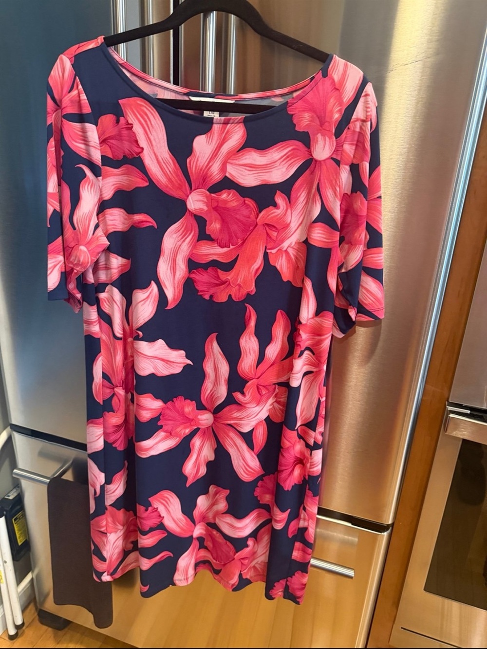 Tommy Bahama Navy Shift Dress with Pink Floral Print